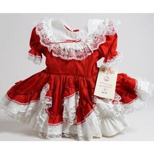 NWT Lid'l Dolly's Red Southern Belle Ruffle Pageant Dress Lace 4T 1995
